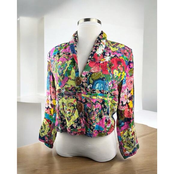 Sandy Starkman Jackets & Blazers - *Flawed* Sandy Starkman Embroidered Jacket Heart Floral Small Art to Wear Boho